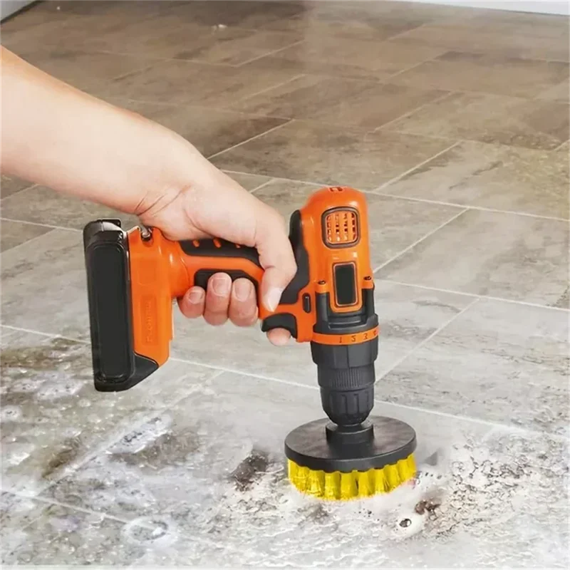 3-teiliges Set Bohrmaschinenbürsten-Set, Reinigungsbürsten-Werkzeugset für Fugen, Böden, Badewanne, Dusche, Fliesen, Badezimmer, Küchenoberflächen